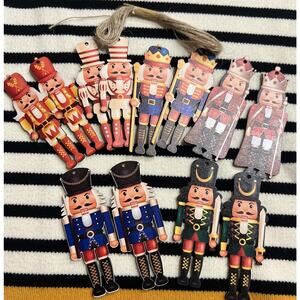 12pc Nutcracker Wooden Colorful Christmas Ornaments 4” New